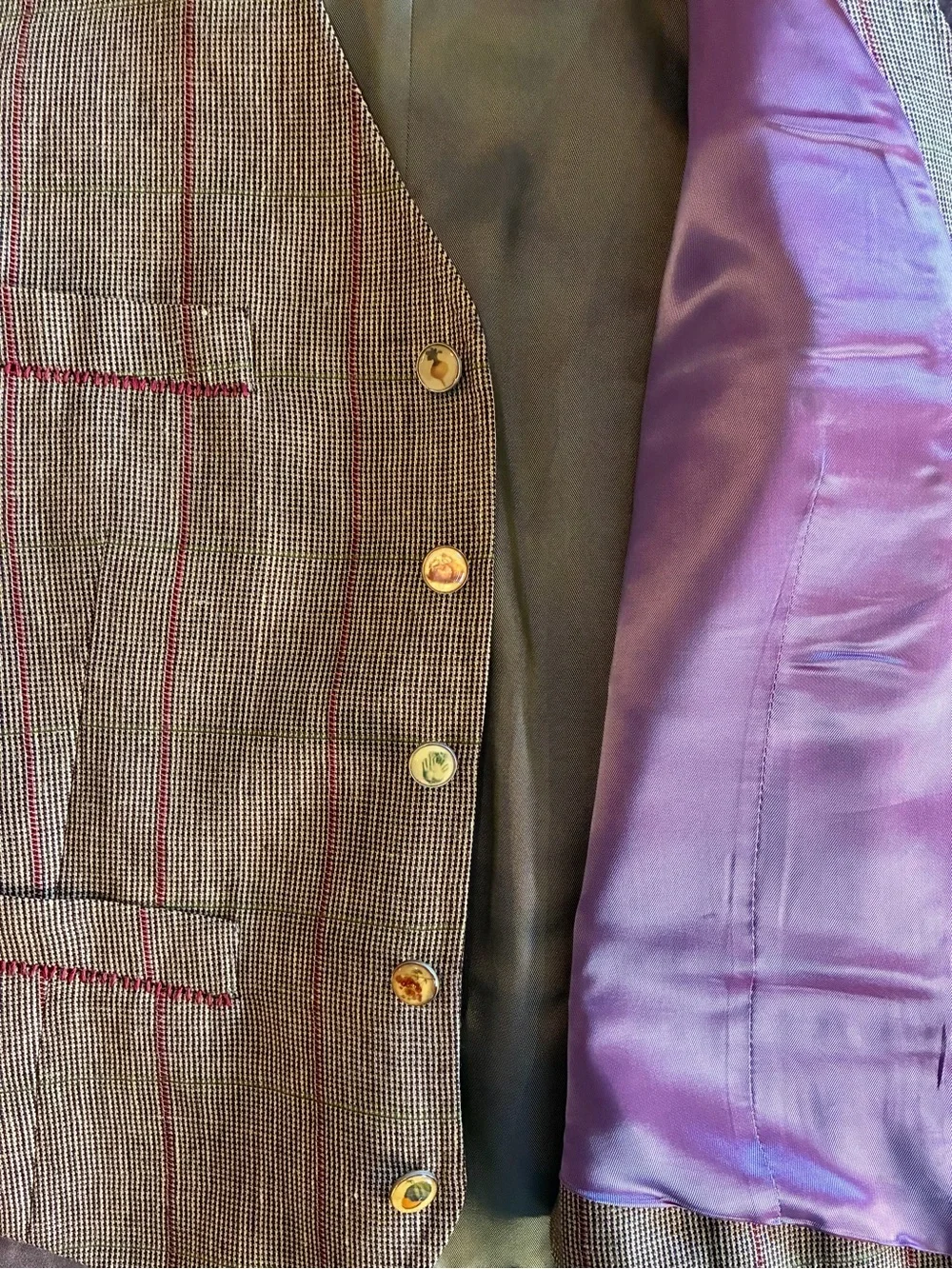 Classic stylish Holland Esquire glen plaid waistcoat, size 40, bespoke buttons